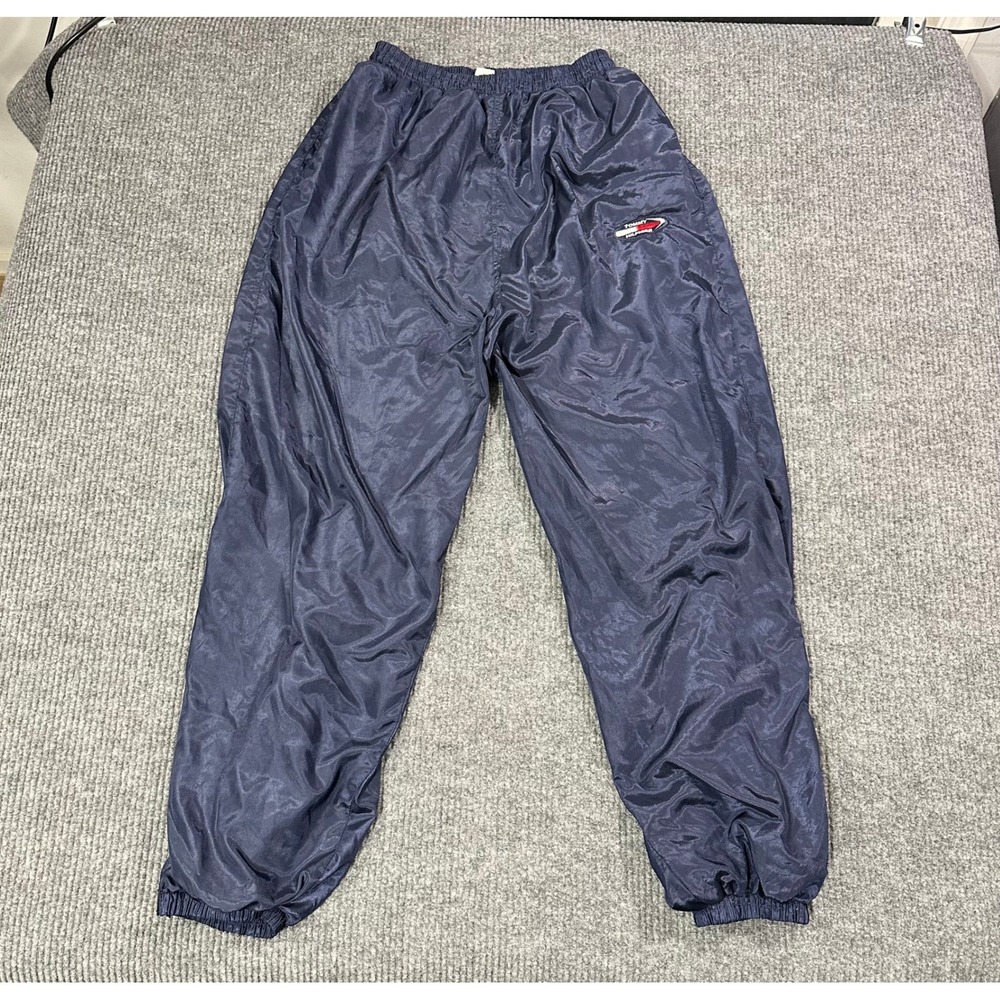 Vintage Tommy Hilfiger Pants Mens XL Navy Blue Baggy Windbreaker Swooshy 90s Y2K